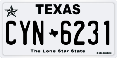 TX license plate CYN6231