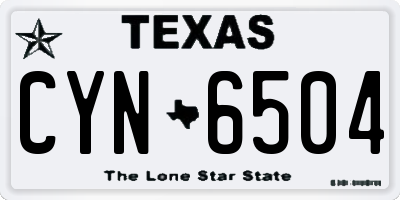 TX license plate CYN6504