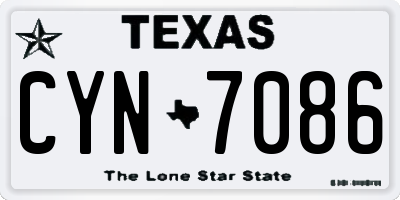TX license plate CYN7086