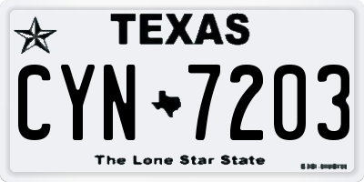 TX license plate CYN7203