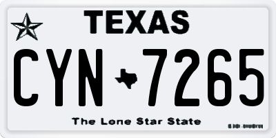 TX license plate CYN7265