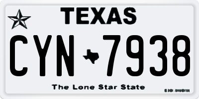 TX license plate CYN7938