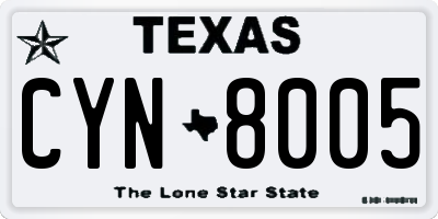 TX license plate CYN8005