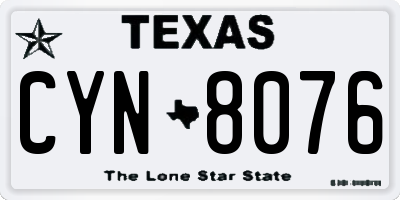 TX license plate CYN8076