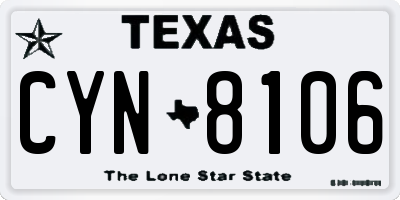 TX license plate CYN8106