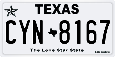 TX license plate CYN8167