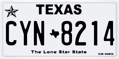 TX license plate CYN8214
