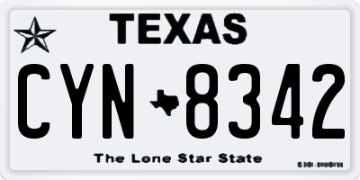 TX license plate CYN8342