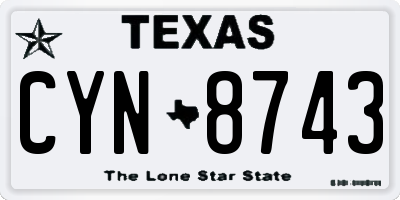 TX license plate CYN8743