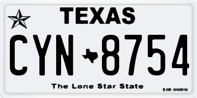 TX license plate CYN8754