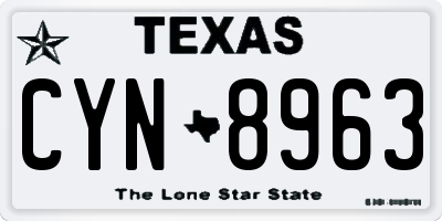 TX license plate CYN8963