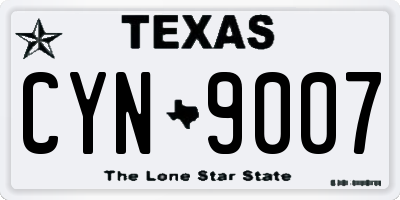 TX license plate CYN9007