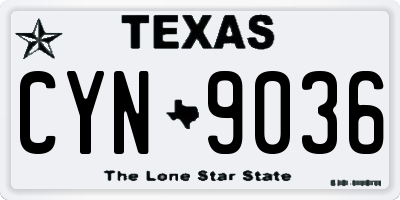 TX license plate CYN9036