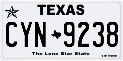 TX license plate CYN9238