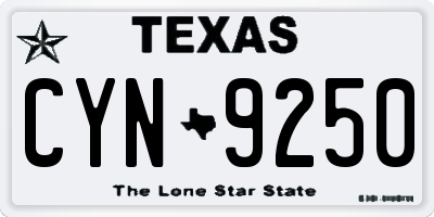 TX license plate CYN9250