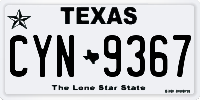 TX license plate CYN9367