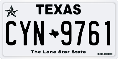 TX license plate CYN9761
