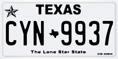 TX license plate CYN9937