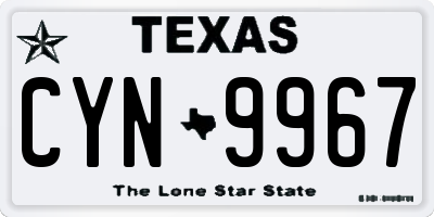 TX license plate CYN9967