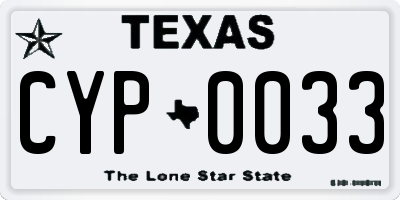 TX license plate CYP0033