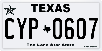 TX license plate CYP0607