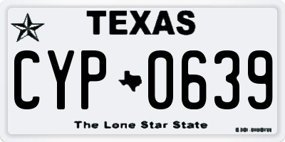 TX license plate CYP0639