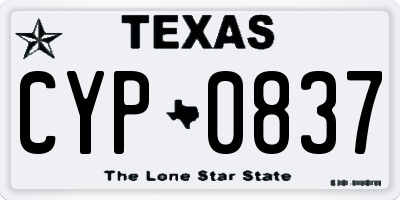 TX license plate CYP0837