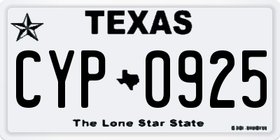 TX license plate CYP0925