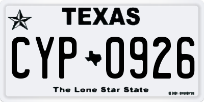 TX license plate CYP0926