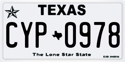 TX license plate CYP0978