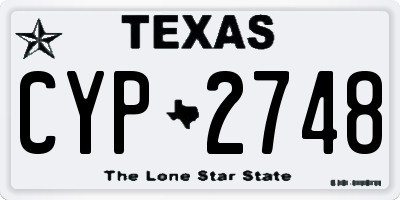 TX license plate CYP2748