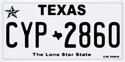 TX license plate CYP2860