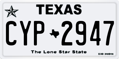 TX license plate CYP2947