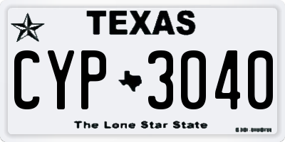 TX license plate CYP3040