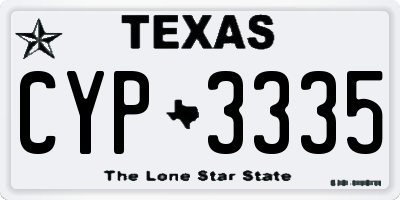 TX license plate CYP3335