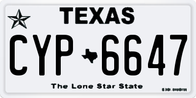 TX license plate CYP6647