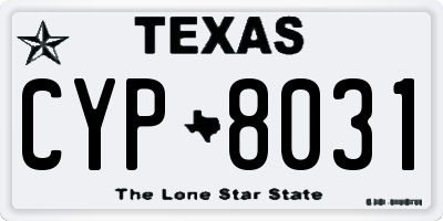 TX license plate CYP8031