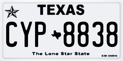 TX license plate CYP8838