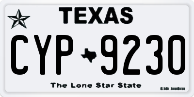 TX license plate CYP9230