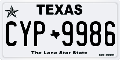 TX license plate CYP9986