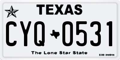 TX license plate CYQ0531