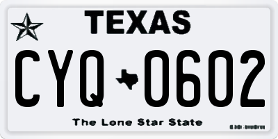 TX license plate CYQ0602