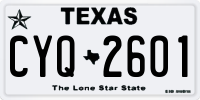 TX license plate CYQ2601