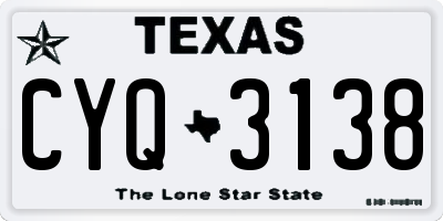 TX license plate CYQ3138