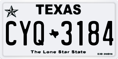 TX license plate CYQ3184