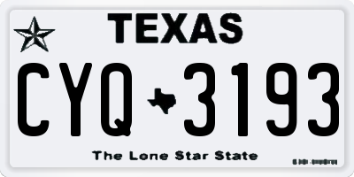 TX license plate CYQ3193