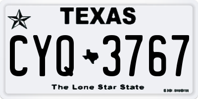TX license plate CYQ3767
