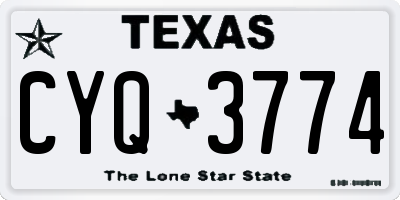 TX license plate CYQ3774