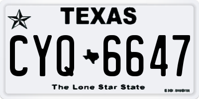 TX license plate CYQ6647