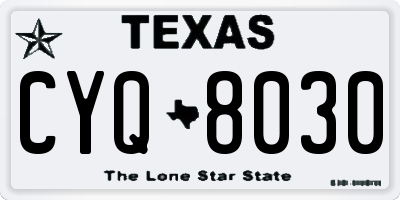 TX license plate CYQ8030